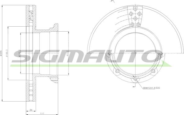 SIGMAUTO DB0188V - Brake Disc autospares.lv