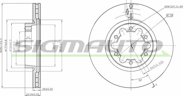 SIGMAUTO DB0339V - Brake Disc autospares.lv