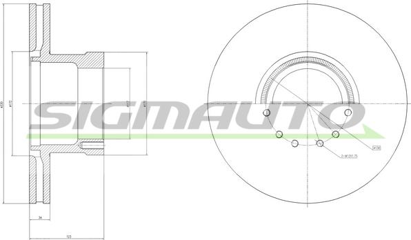 SIGMAUTO DB0255V - Brake Disc autospares.lv