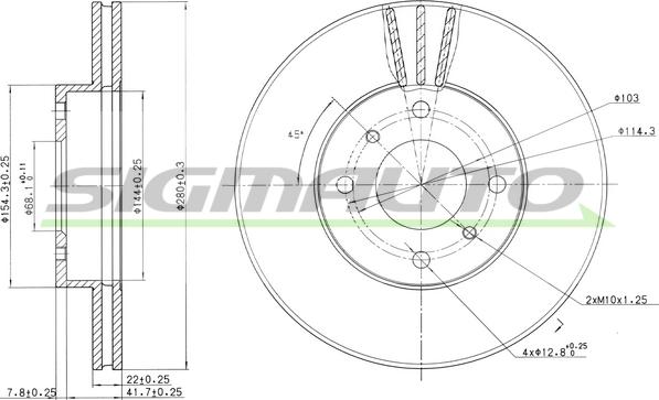 SIGMAUTO DBA959V - Brake Disc autospares.lv