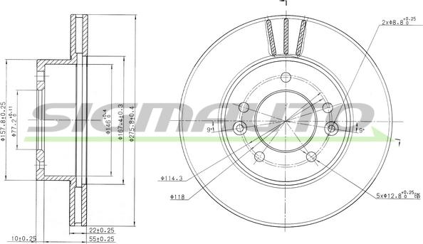 SIGMAUTO DBA455V - Brake Disc autospares.lv