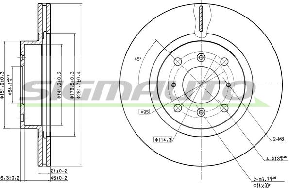 SIGMAUTO DBA453V - Brake Disc autospares.lv