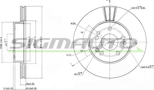 SIGMAUTO DBA457V - Brake Disc autospares.lv