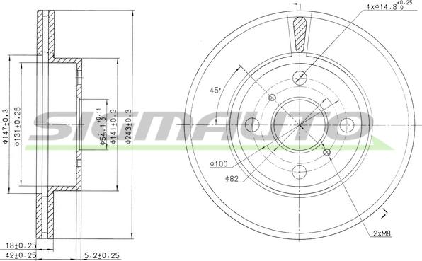 SIGMAUTO DBA407V - Brake Disc autospares.lv