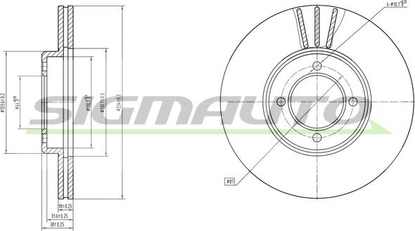 SIGMAUTO DBA414V - Brake Disc autospares.lv