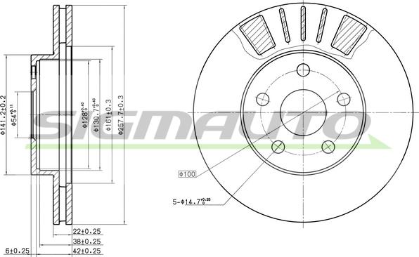 SIGMAUTO DBA411V - Brake Disc autospares.lv