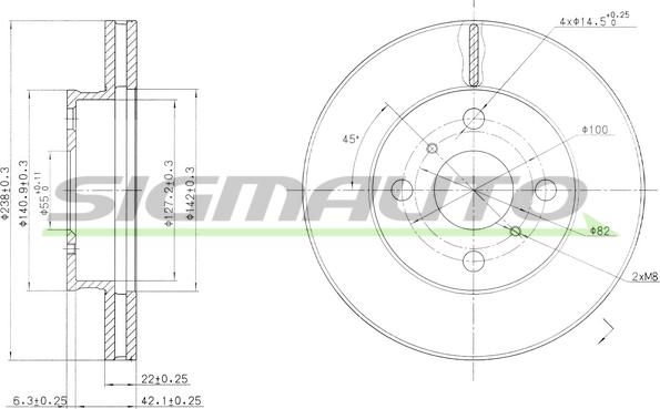 SIGMAUTO DBA413V - Brake Disc autospares.lv