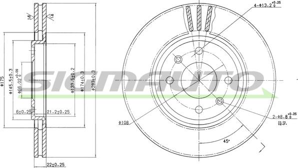 SIGMAUTO DBA489V - Brake Disc autospares.lv