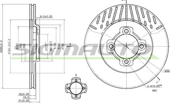 SIGMAUTO DBA430V - Brake Disc autospares.lv