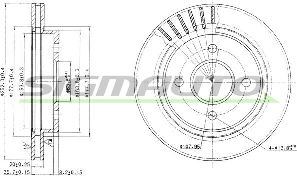 SIGMAUTO DBA479V - Brake Disc autospares.lv