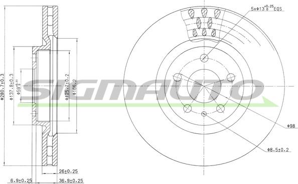 SIGMAUTO DBA474V - Brake Disc autospares.lv