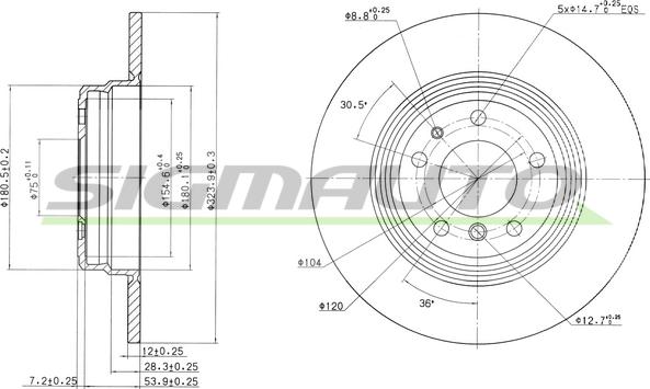 SIGMAUTO DBA553S - Brake Disc autospares.lv