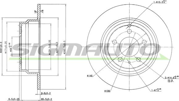 SIGMAUTO DBA552S - Brake Disc autospares.lv