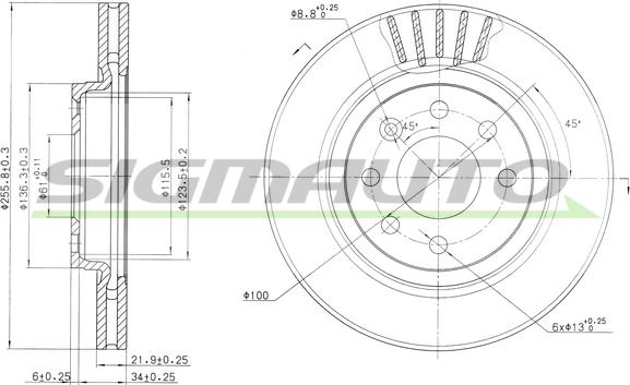 SIGMAUTO DBA510V - Brake Disc autospares.lv