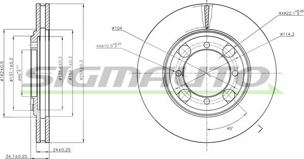 SIGMAUTO DBA691V - Brake Disc autospares.lv