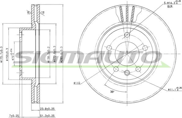 SIGMAUTO DBA697V - Brake Disc autospares.lv