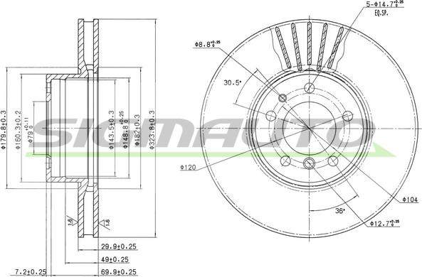 SIGMAUTO DBA606V - Brake Disc autospares.lv