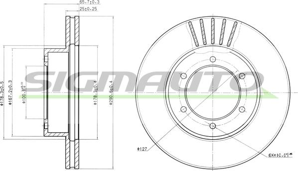 SIGMAUTO DBA614V - Brake Disc autospares.lv