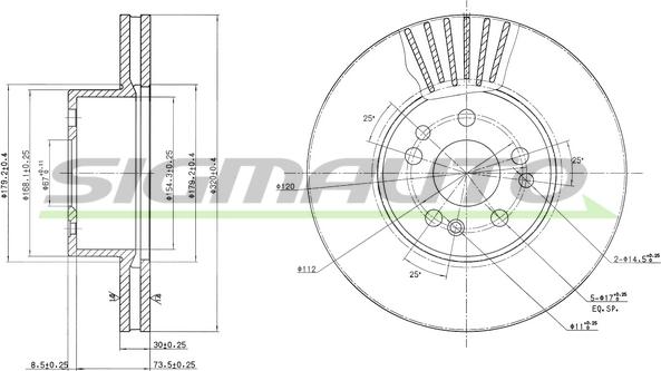 SIGMAUTO DBA629V - Brake Disc autospares.lv