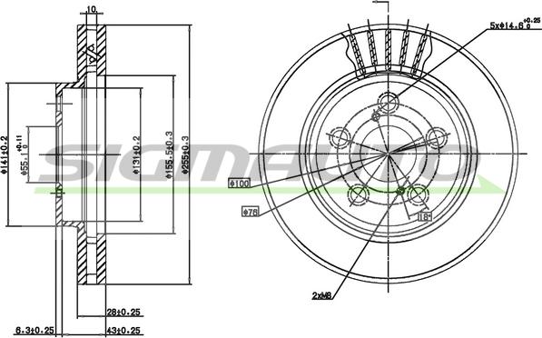 SIGMAUTO DBA621V - Brake Disc autospares.lv