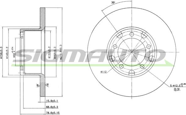 SIGMAUTO DBA095S - Brake Disc autospares.lv