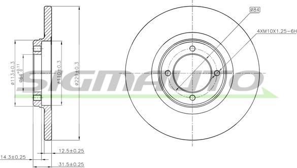 SIGMAUTO DBA049S - Brake Disc autospares.lv