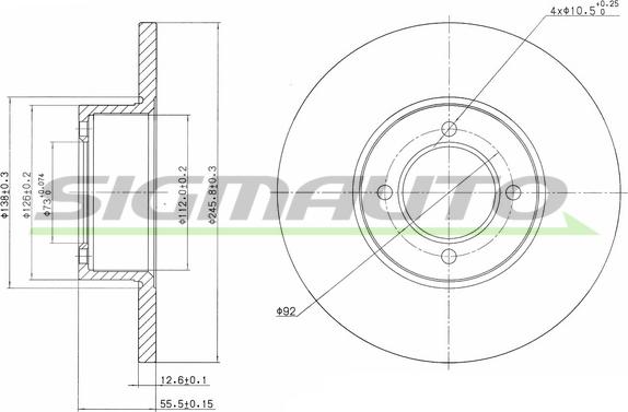 SIGMAUTO DBA054S - Brake Disc autospares.lv