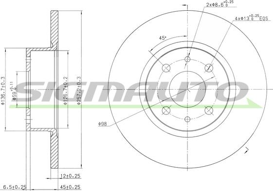 SIGMAUTO DBA068S - Brake Disc autospares.lv