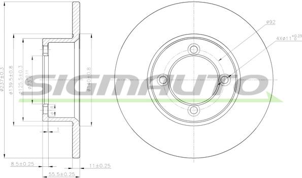 SIGMAUTO DBA001S - Brake Disc autospares.lv