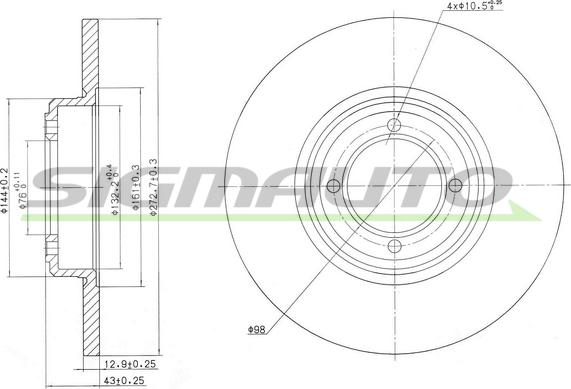 SIGMAUTO DBA012S - Brake Disc autospares.lv