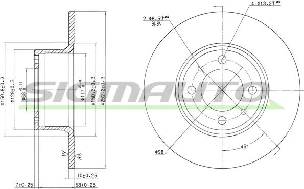 SIGMAUTO DBA035S - Brake Disc autospares.lv