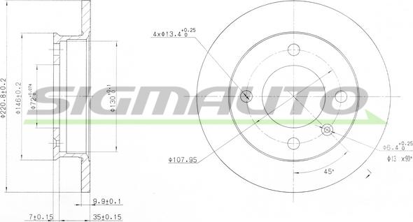 SIGMAUTO DBA079S - Brake Disc autospares.lv