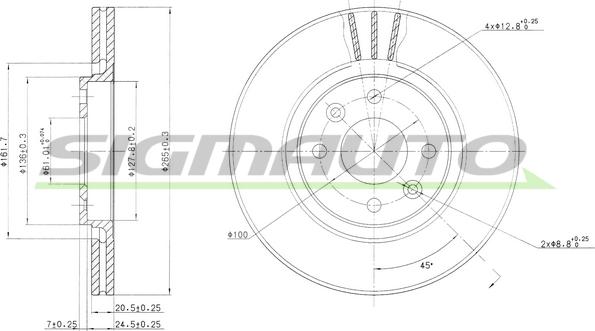 SIGMAUTO DBA199V - Brake Disc autospares.lv