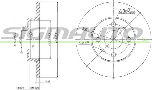 SIGMAUTO DBA140S - Brake Disc autospares.lv