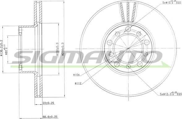 SIGMAUTO DBA142V - Brake Disc autospares.lv