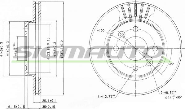 SIGMAUTO DBA158V - Brake Disc autospares.lv