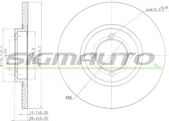 SIGMAUTO DBA115S - Brake Disc autospares.lv