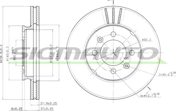 SIGMAUTO DBA189V - Brake Disc autospares.lv