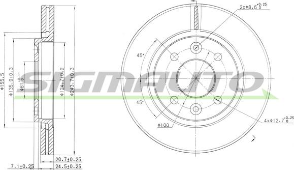 SIGMAUTO DBA186V - Brake Disc autospares.lv