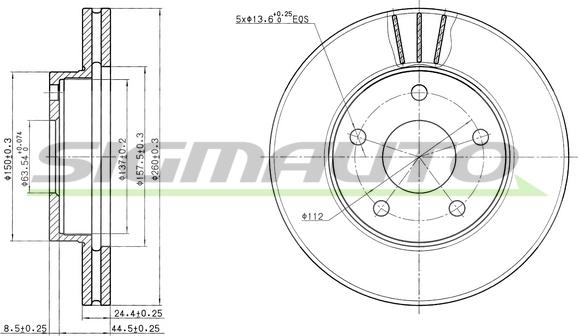 SIGMAUTO DBA180V - Brake Disc autospares.lv