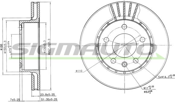 SIGMAUTO DBA188V - Brake Disc autospares.lv