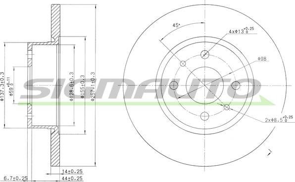 SIGMAUTO DBA129S - Brake Disc autospares.lv