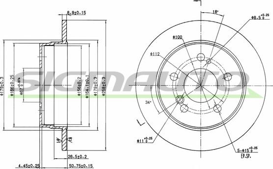 SIGMAUTO DBA122S - Brake Disc autospares.lv