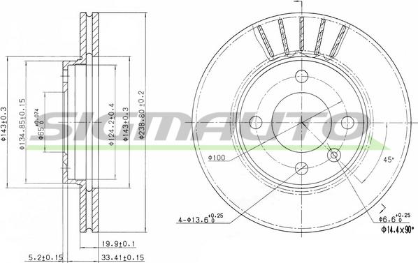 SIGMAUTO DBA175V - Brake Disc autospares.lv