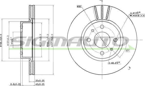 SIGMAUTO DBA176V - Brake Disc autospares.lv