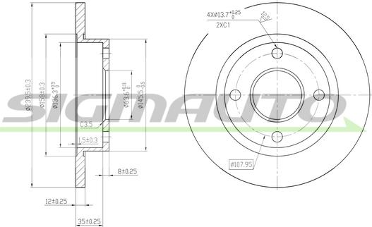 SIGMAUTO DBA845S - Brake Disc autospares.lv