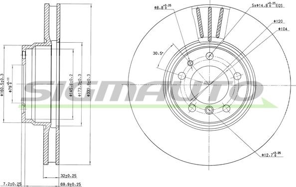 SIGMAUTO DBA832V - Brake Disc autospares.lv