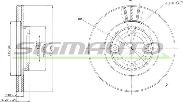 SIGMAUTO DBA394V - Brake Disc autospares.lv