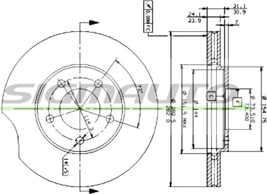 SIGMAUTO DBA366V - Brake Disc autospares.lv