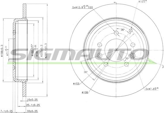 SIGMAUTO DBA245S - Brake Disc autospares.lv